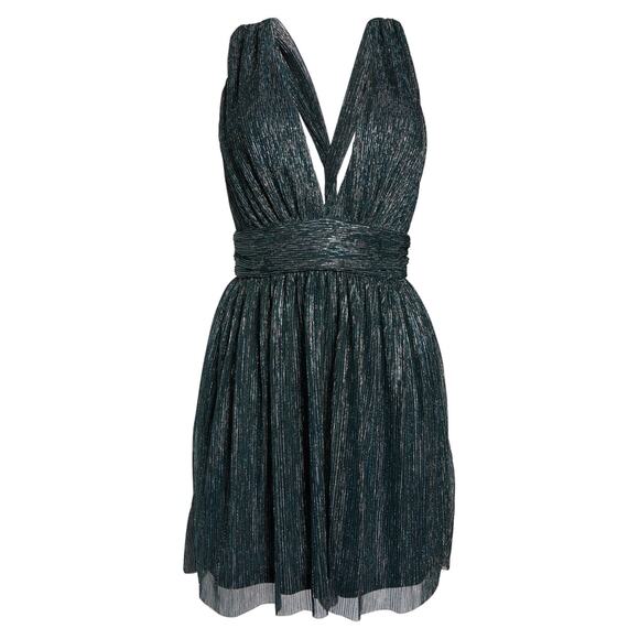 Lulu's Ailey Gold and Teal Blue Skater Dress Teal Blue M NWT - Picture 9 of 10